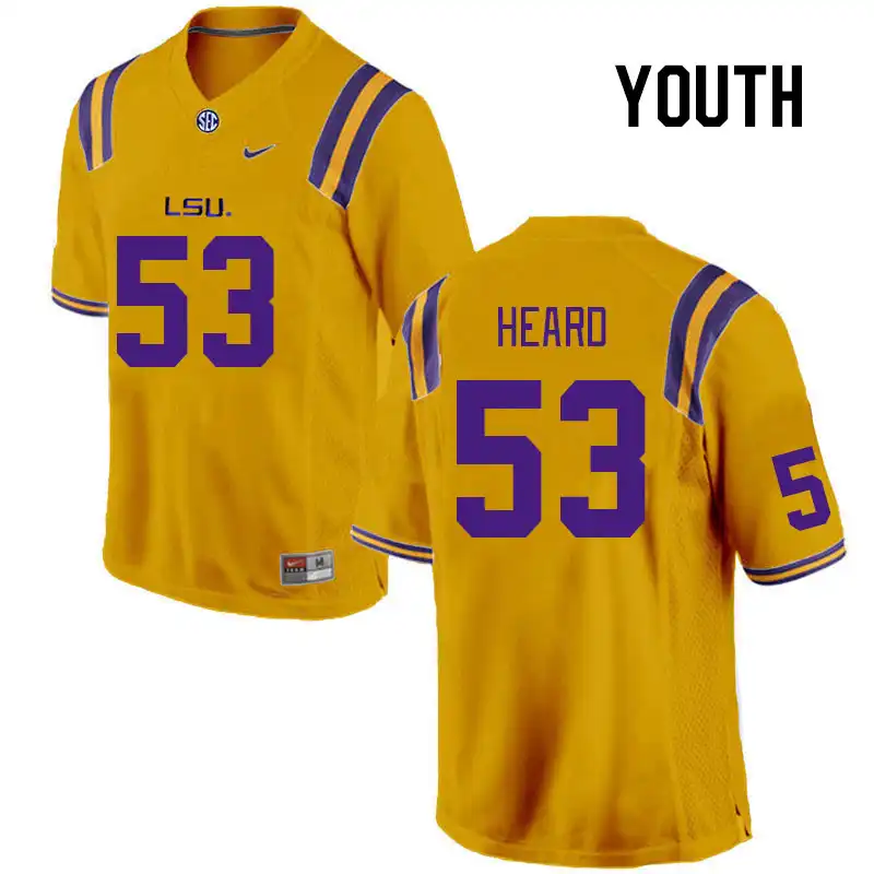 Youth LSU Tigers Lance Heard #53 Gold NCAA Football Jersey